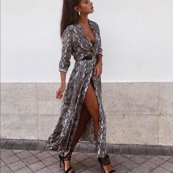 zara snakeskin print dress